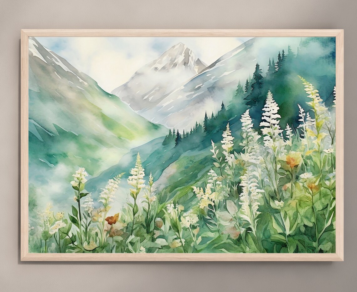 Mountain Meadow Abstract Flower Landscape Art Print - Image 4