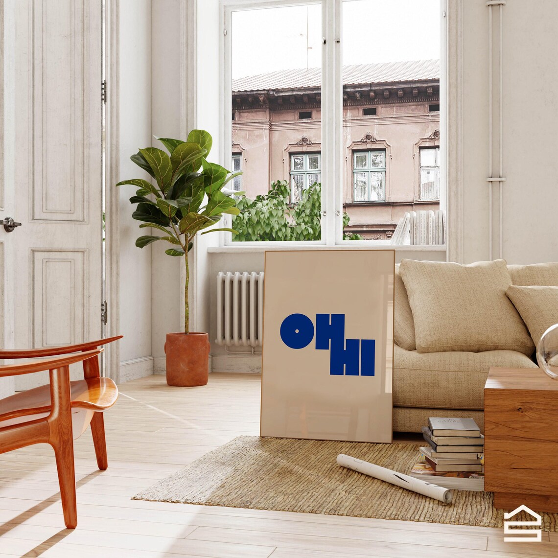 Oh Hi Blue Print, Bold Typography Wall Art - Image 4