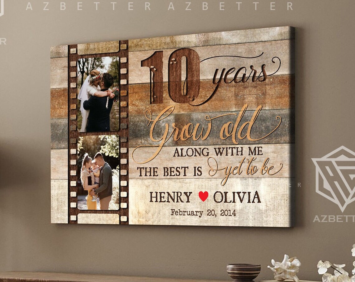 10 Years Grow Old Along With Me Anniversary Photo Film Strip Poster - Image 4