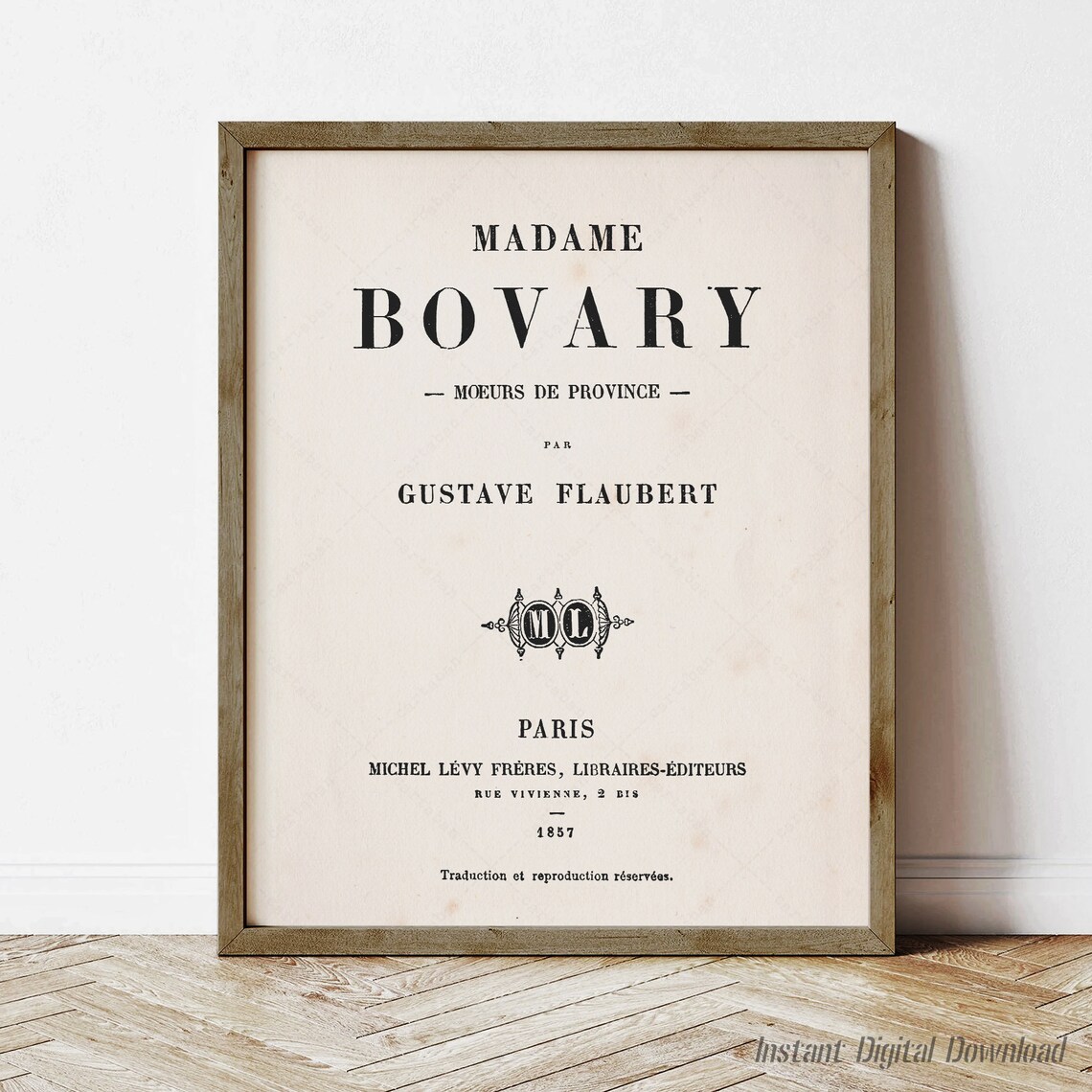Madame Bovary Gustave Flaubert 1857 First Edition Paris Title Page Poster