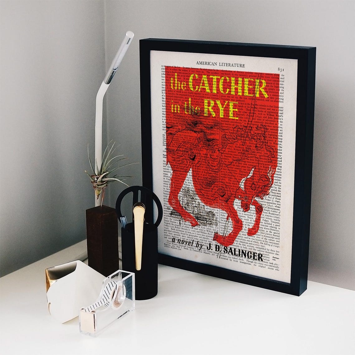 J D Salinger The Catcher In The Rye Red Horse Dictionary Art Poster - Image 3