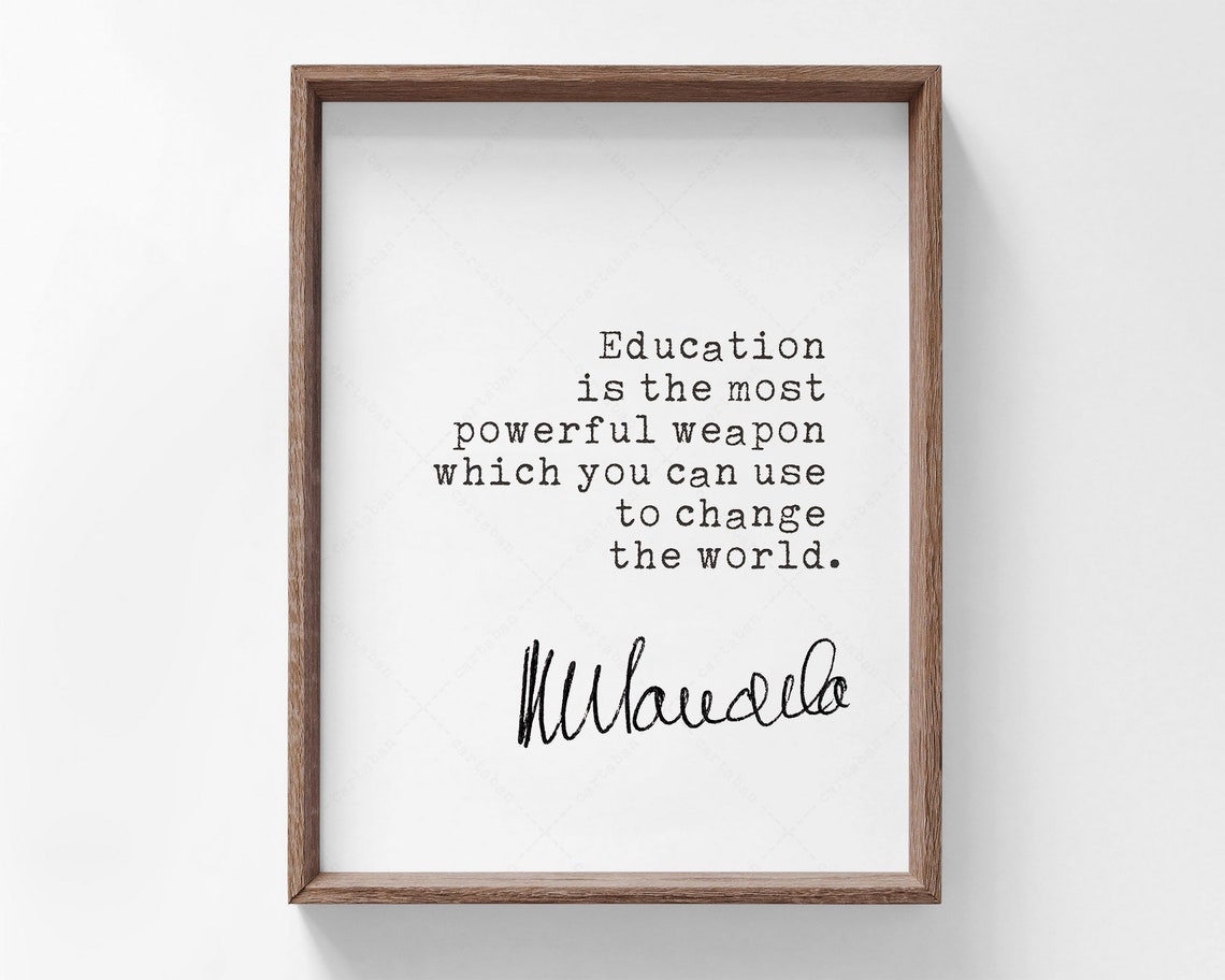 Nelson Mandela Education Most Powerful Weapon Quote Print Wall Art
