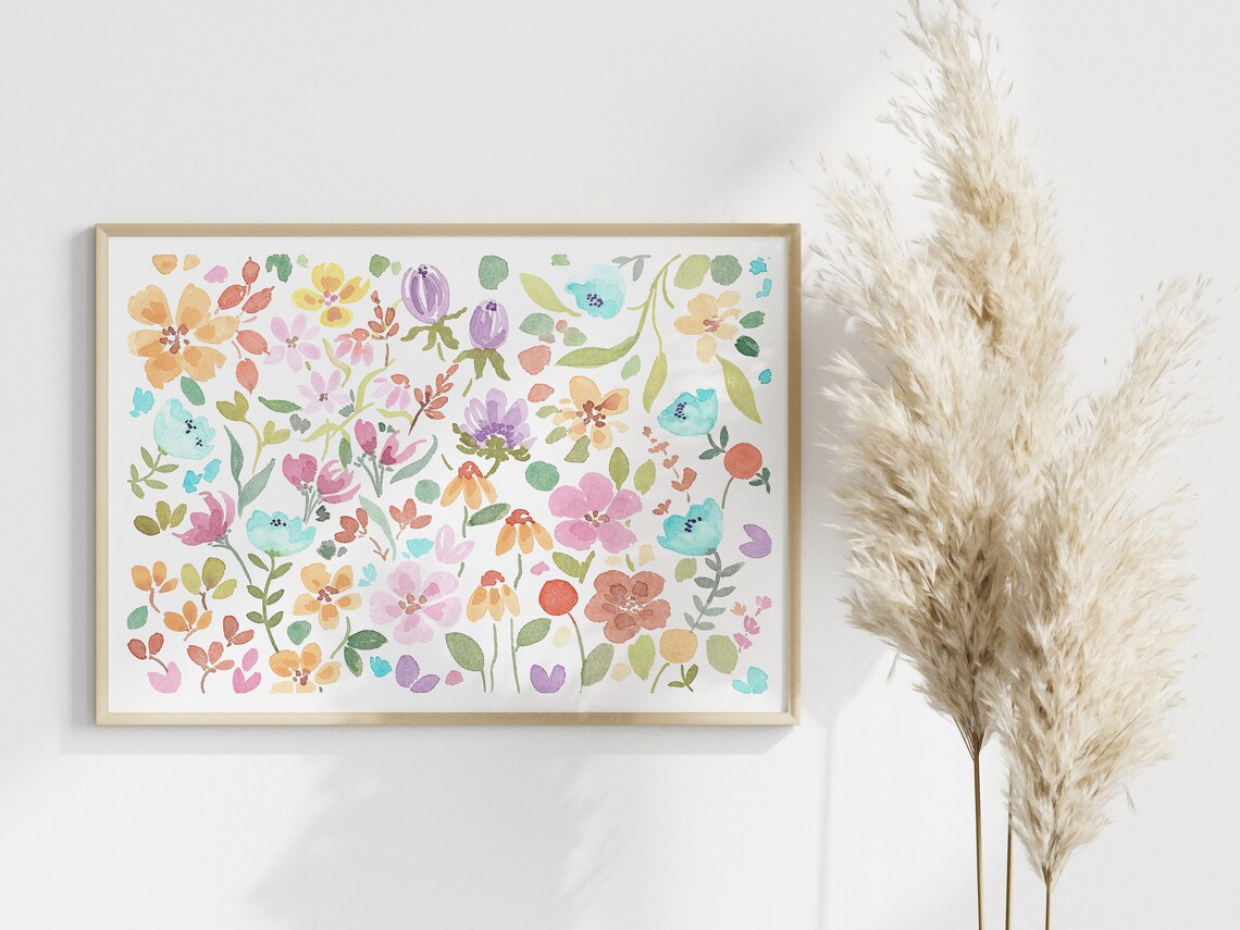 Colorful Flower Poster, Bright Wildflower Watercolor Print - Image 2