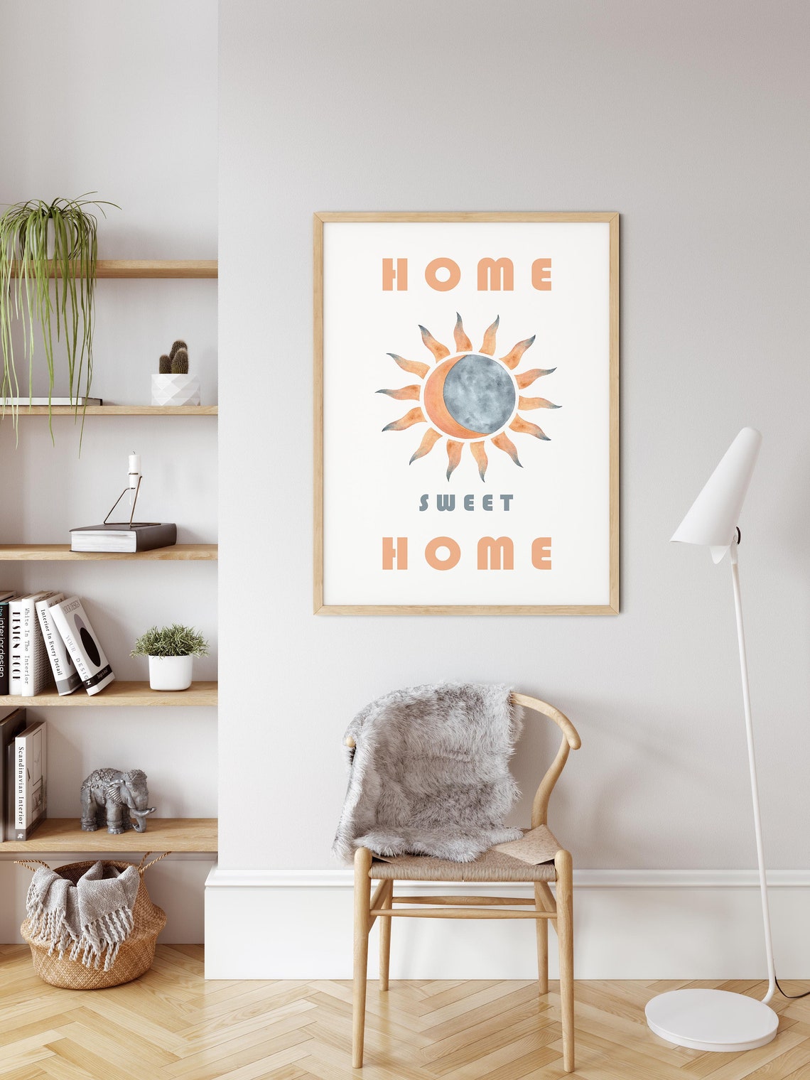 Home Sweet Home Sun and Moon Poster in Boho Watercolor Style - Image 2