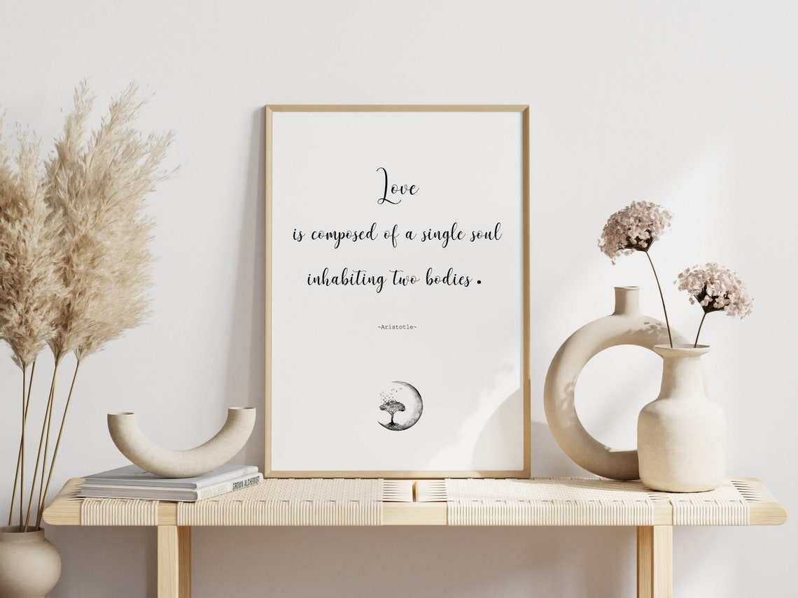 Aristotle Love Is A Single Soul Quote Moonlight Tree Art Poster - Image 3