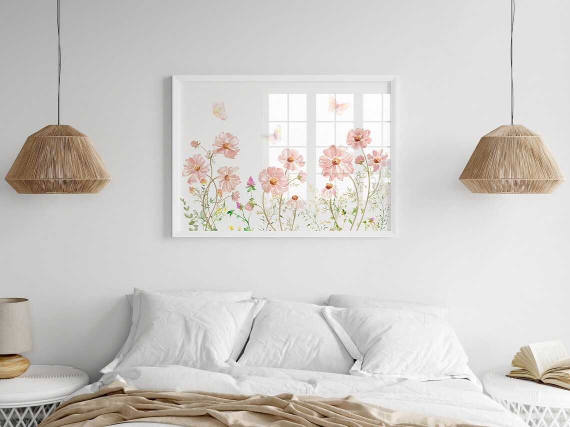 Wildflowers and Butterflies Watercolor Boho Art Print - Image 3