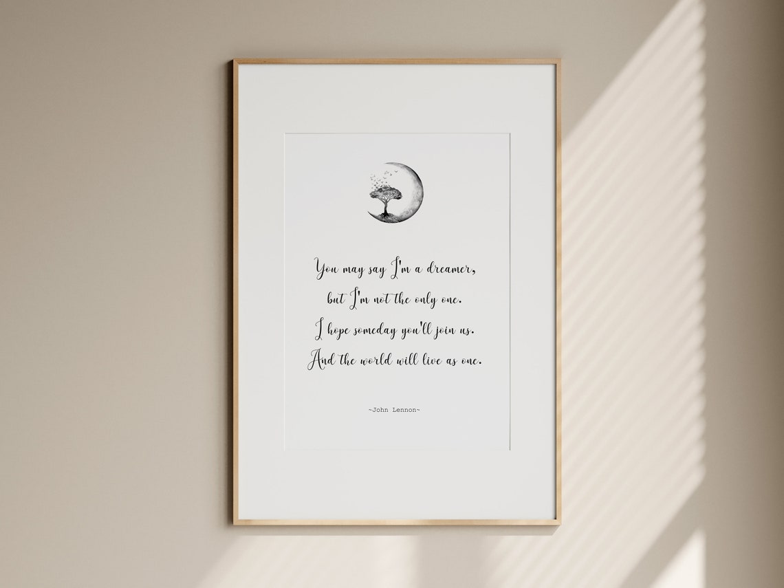 You May Say I'm A Dreamer John Lennon Imagine Lyrics Quote Poster - Image 2