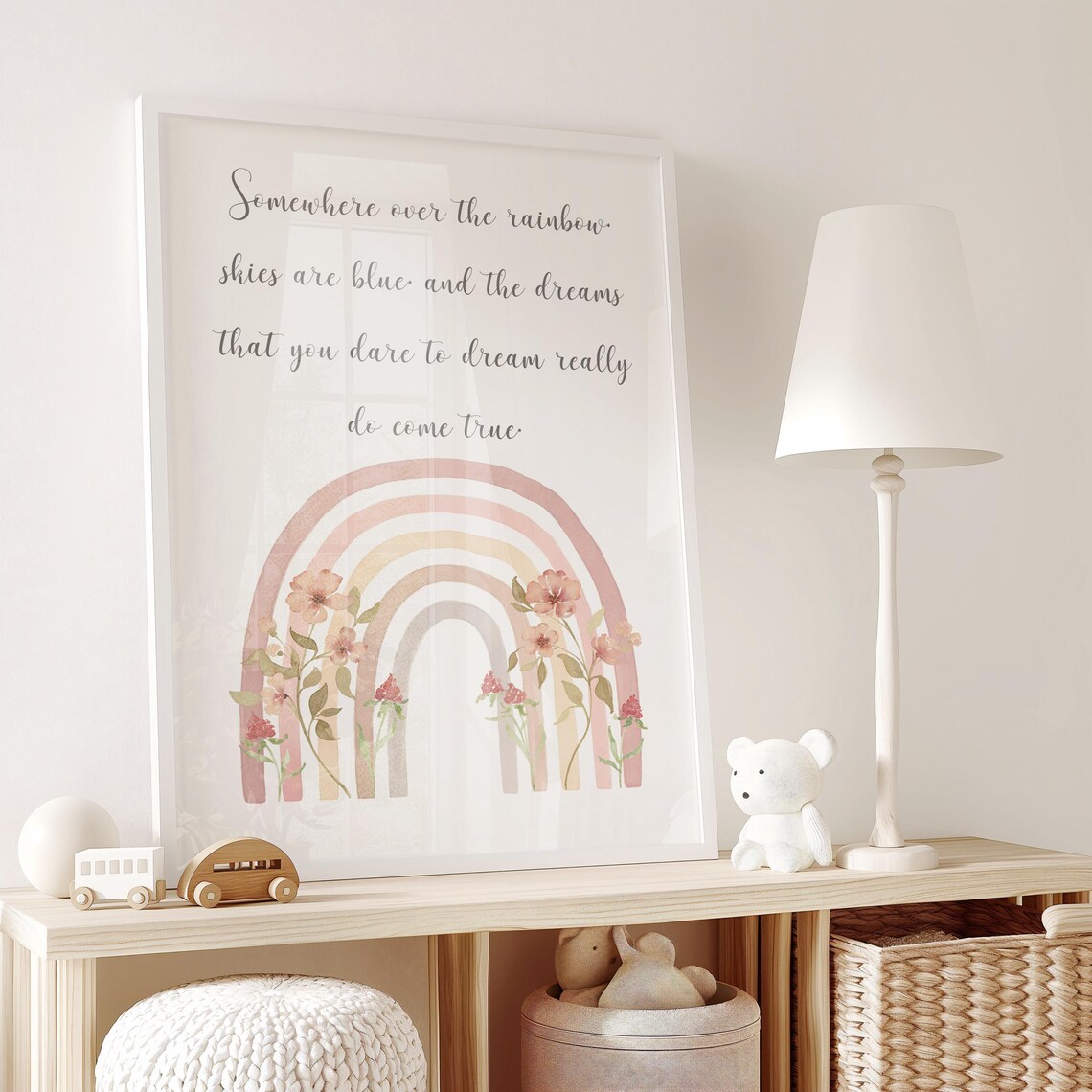Boho Rainbow With Quote, Kids Room Poster Print - Image 3