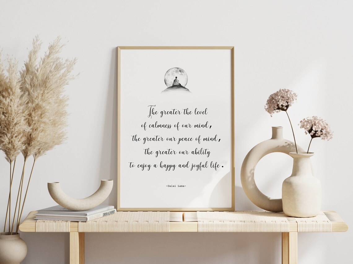 The Greater the Calmness of Mind Dalai Lama Peace Quote Poster - Image 3