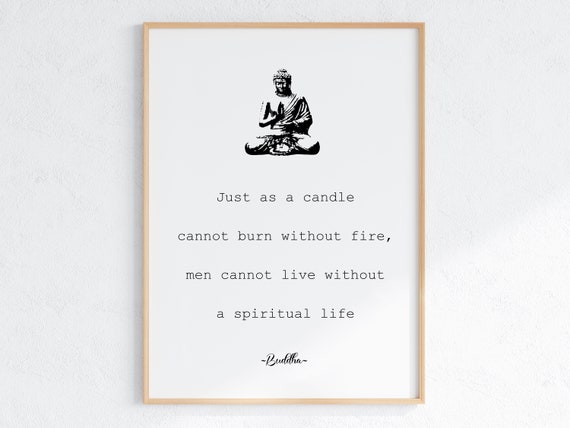 Buddha Quote Spiritual Poster Buddhism Wall Art Black And White Buddha Artwork