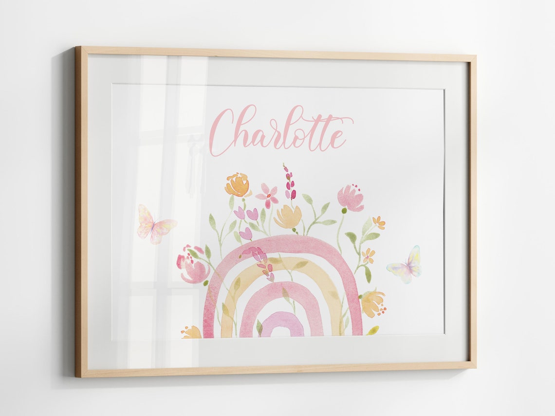 Personalized Rainbow Wildflower Name Custom Nursery Wall Art - Image 3
