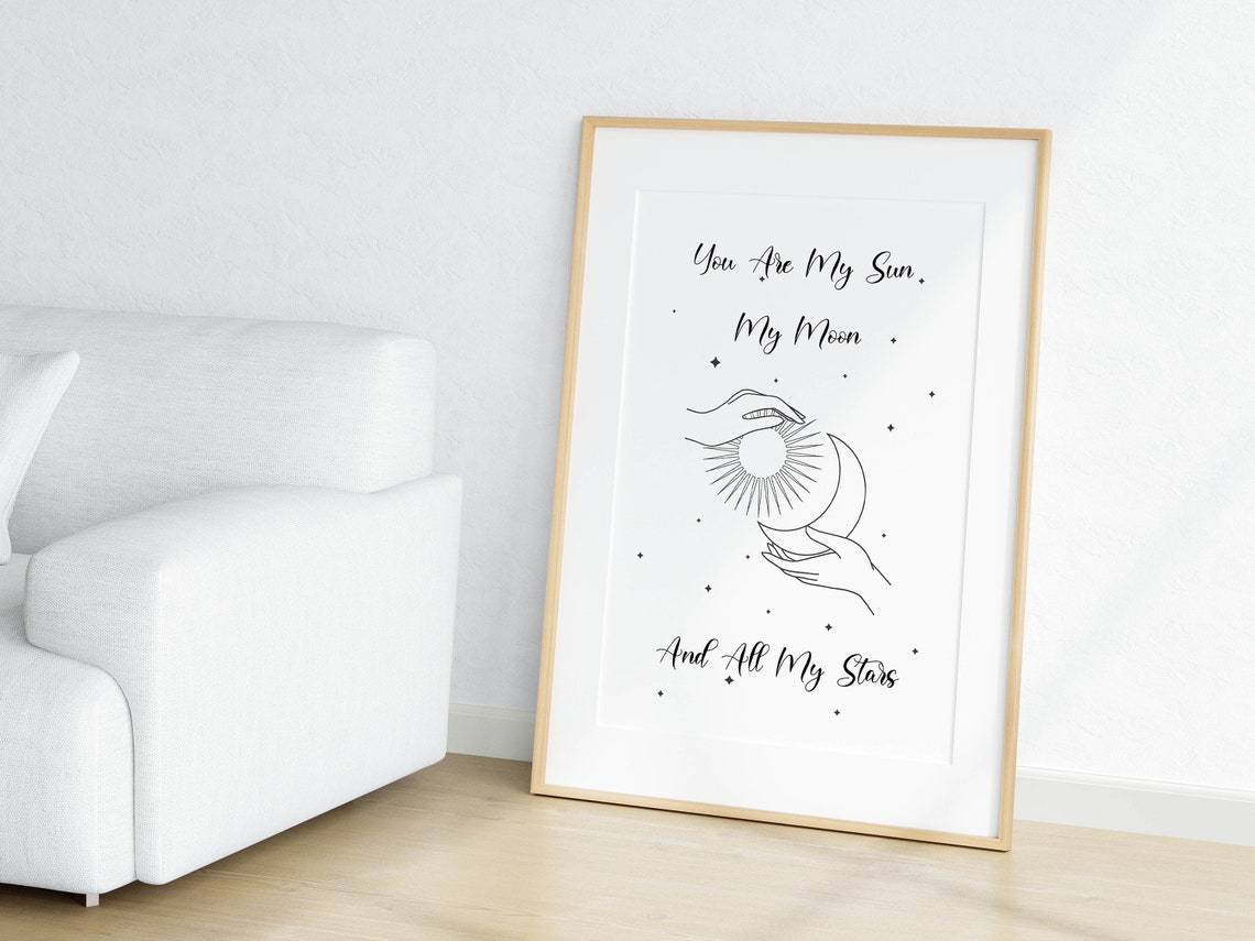 You Are My Sun My Moon and All My Stars Celestial Line Art Poster - Image 2