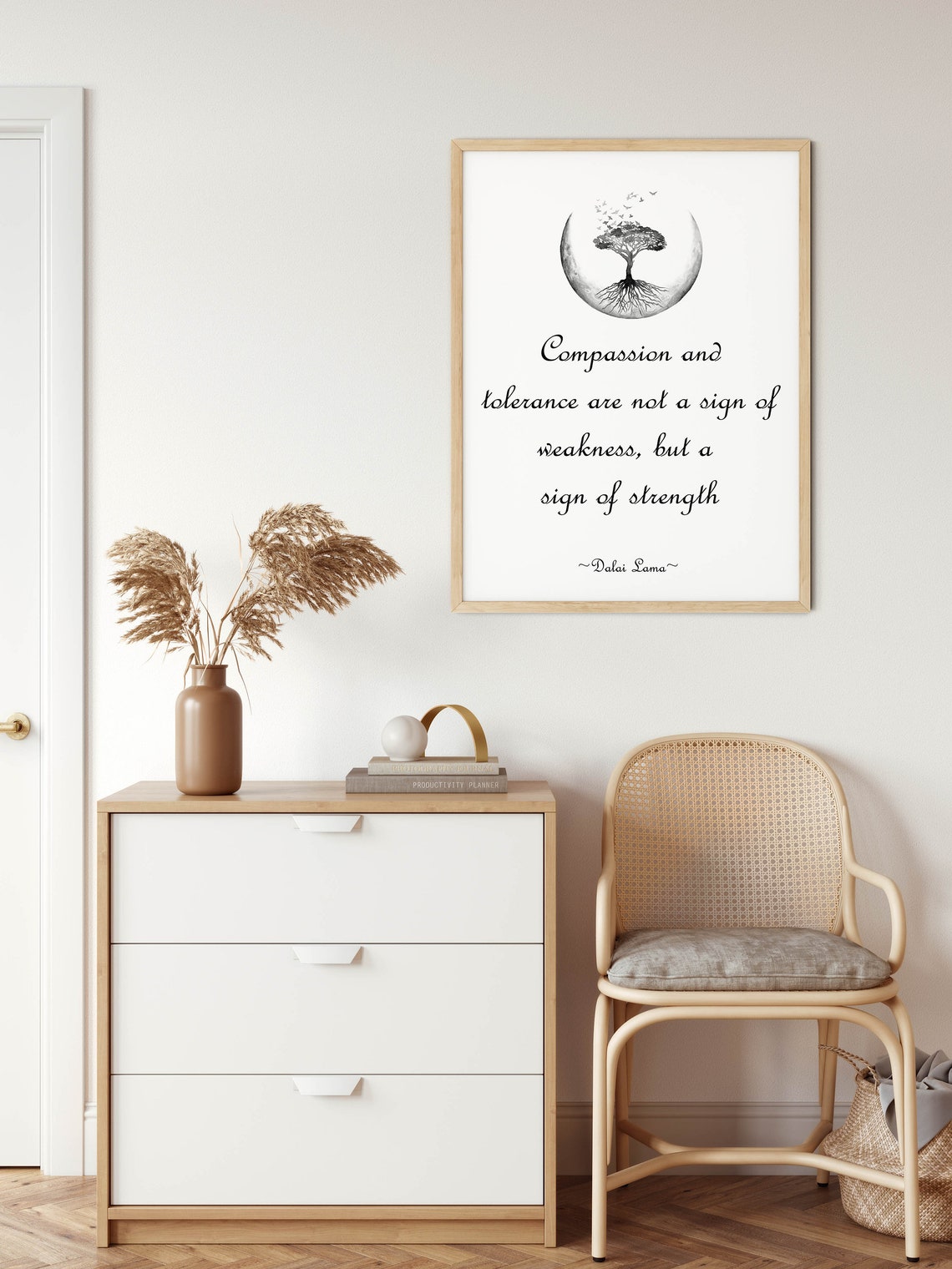 Dalai Lama Quote On Compassion And Strength Inspirational Print - Image 2