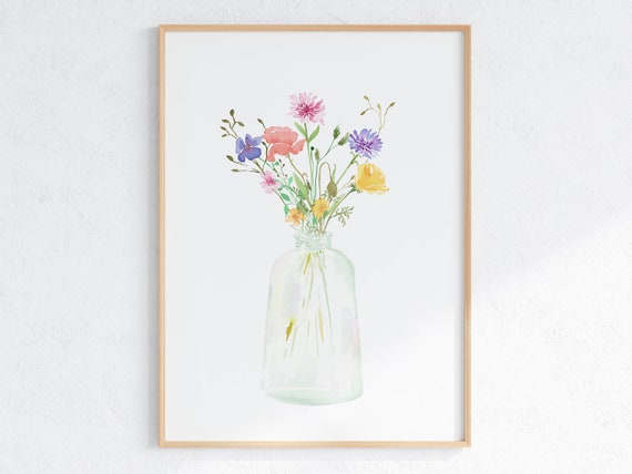 Flower Bouquet In Vase Watercolor Art Print