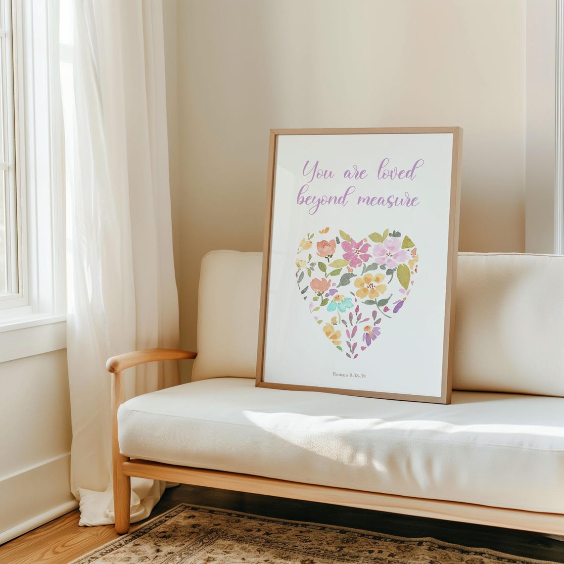 You Are Loved Beyond Measure Bible Verse Floral Heart Poster - Image 2