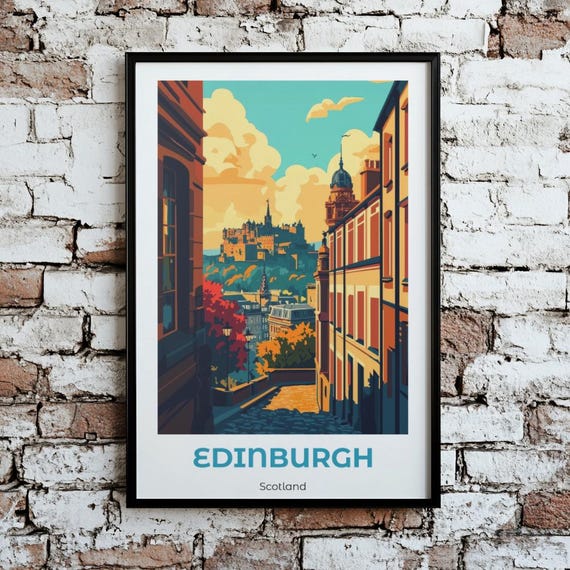 Edinburgh Travel Print Scottish Castle Minimalist Style Home Decor Poster Simple Wall Affordable Art