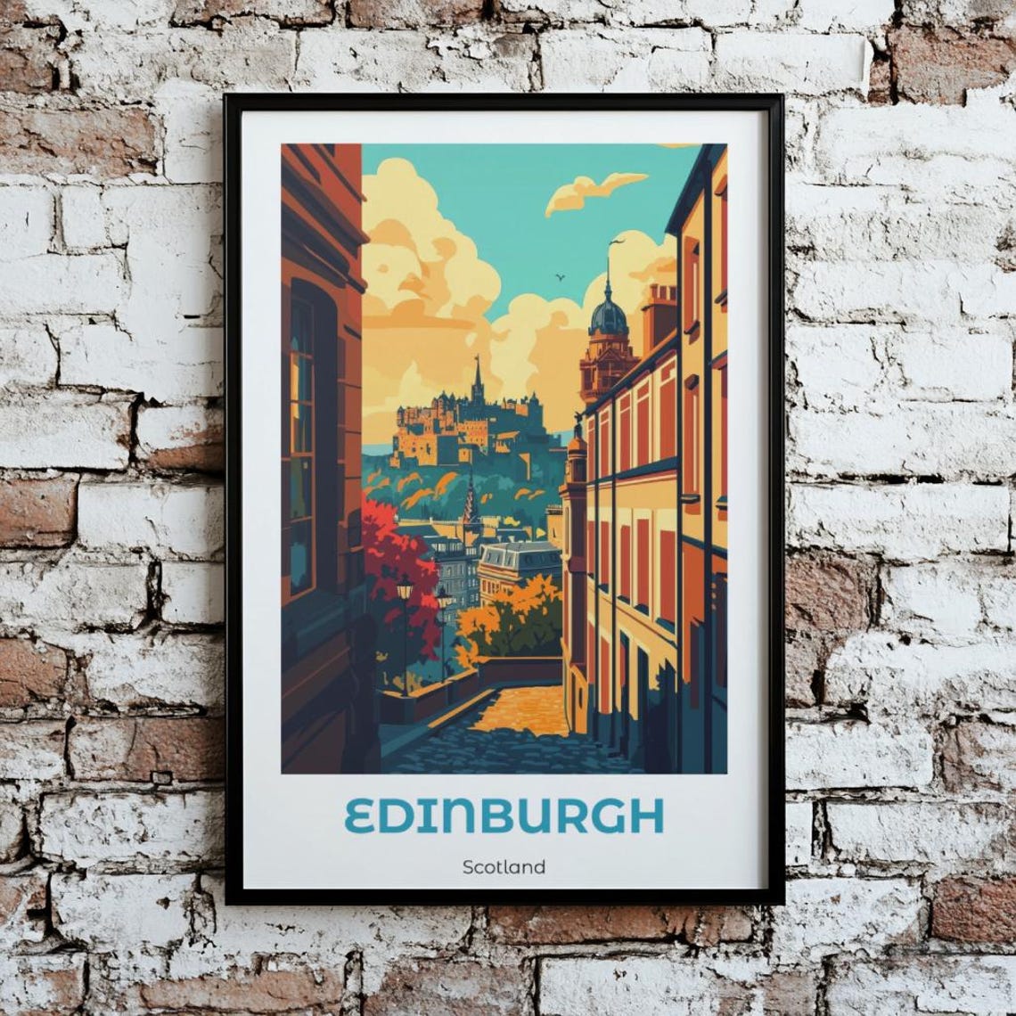 Edinburgh Travel Print Scottish Castle Minimalist Style Home Decor Poster Simple Wall Affordable Art