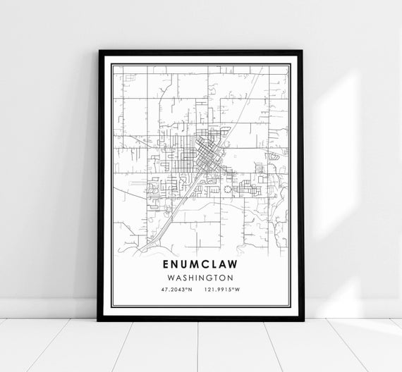 Enumclaw Map Print Poster, Modern Washington Travel