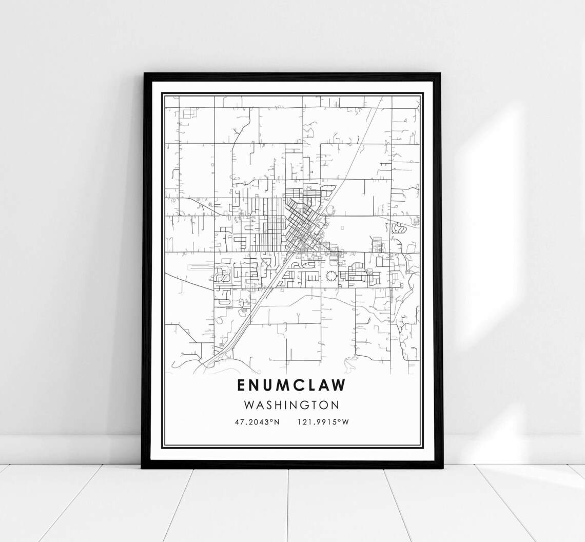 Enumclaw Map Print Poster, Modern Washington Travel