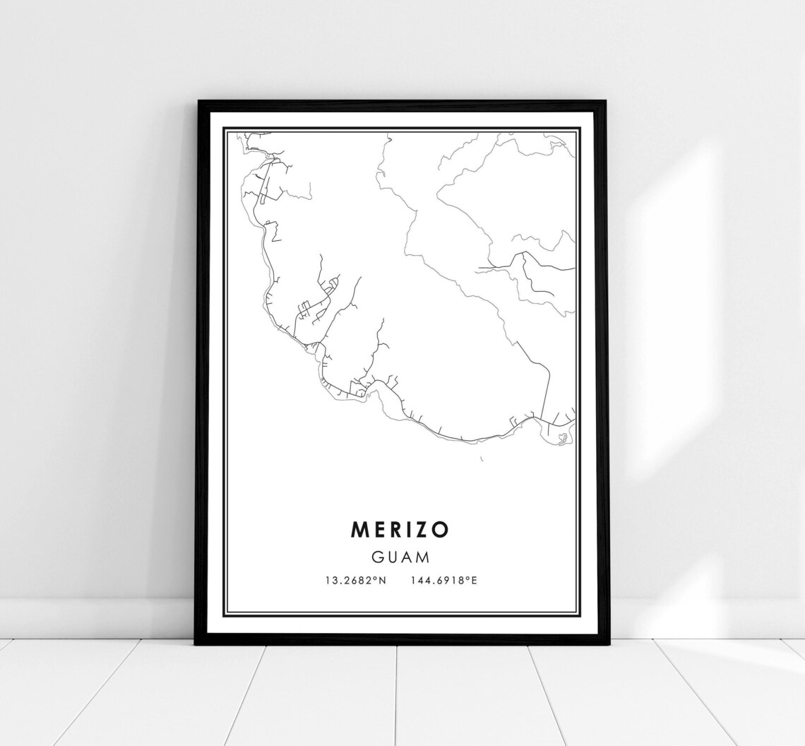 Merizo Guam Minimalist Line Street City Map Coordinates Poster