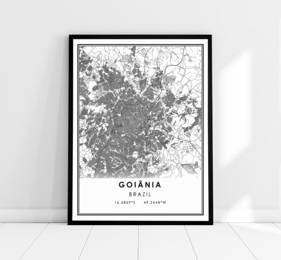 Goiânia Brazil Detailed City Street Map Poster With GPS Coordinates