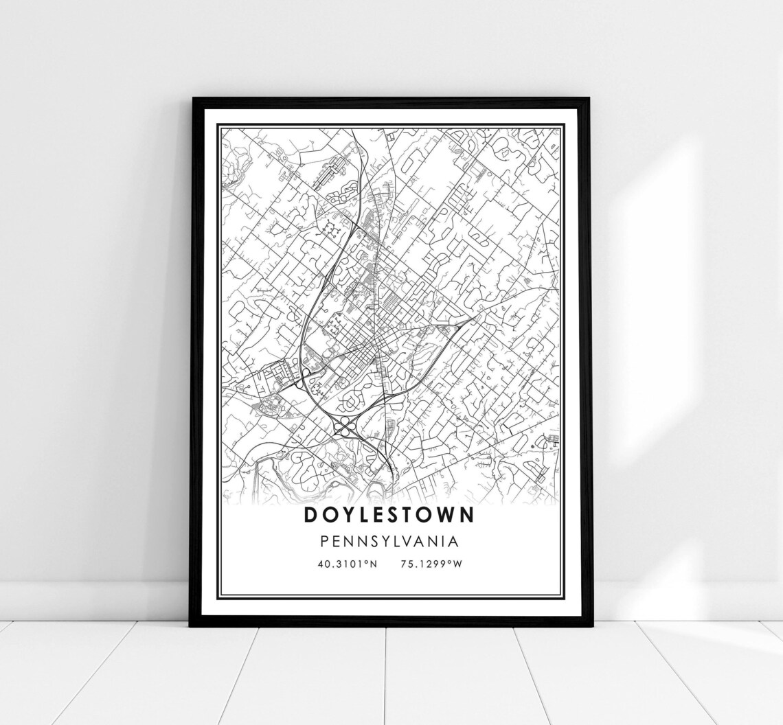 Doylestown Map Print, Pennsylvania City Travel Poster