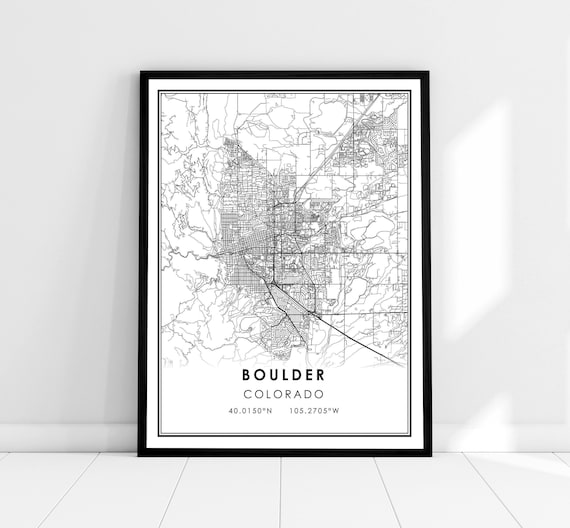 Boulder Map Art Print, Colorado City Travel Poster
