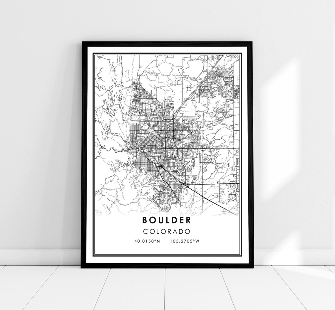 Boulder Map Art Print, Colorado City Travel Poster