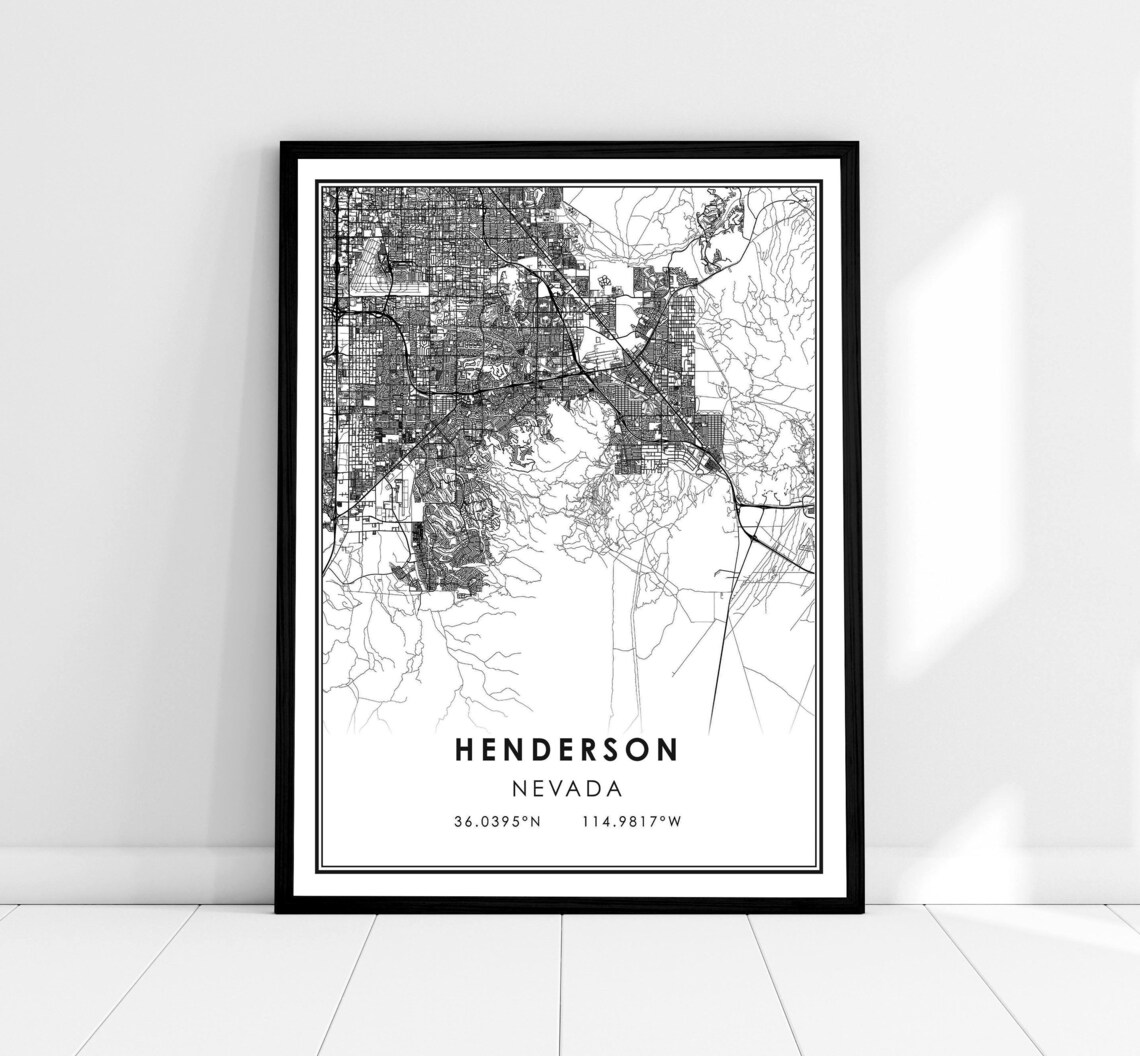 Henderson Map Art Print, Nevada City Travel Poster