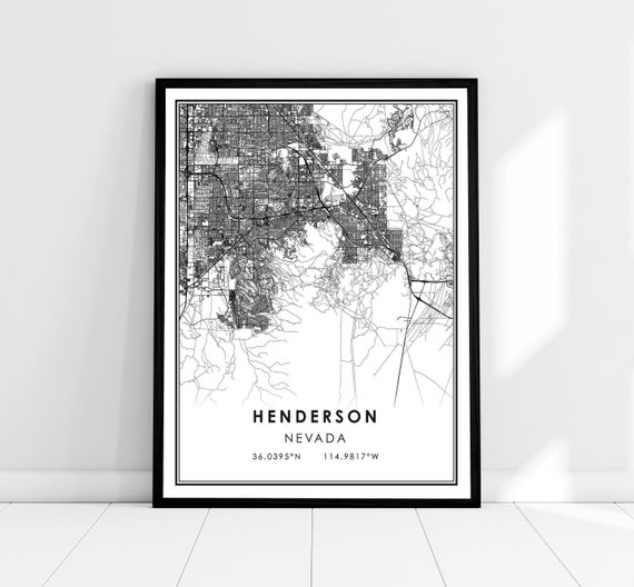 Henderson Map Art Print, Nevada City Travel Poster