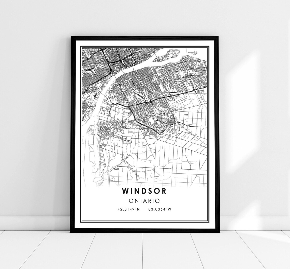 Windsor Map Print Poster, Ontario City Travel Art