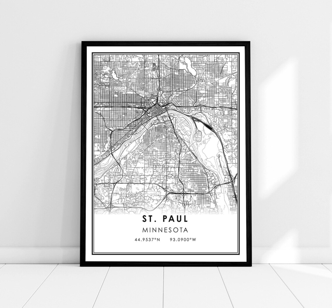 St Paul Map Print, Minnesota Travel Poster