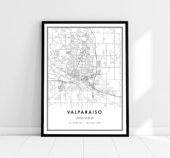 Valparaiso Map Print, Indiana City Travel Poster