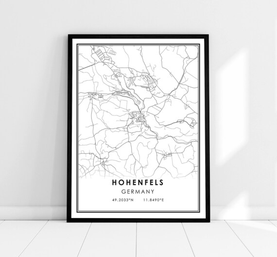 Hohenfels Germany Minimalist Black White City Map Coordinates Poster