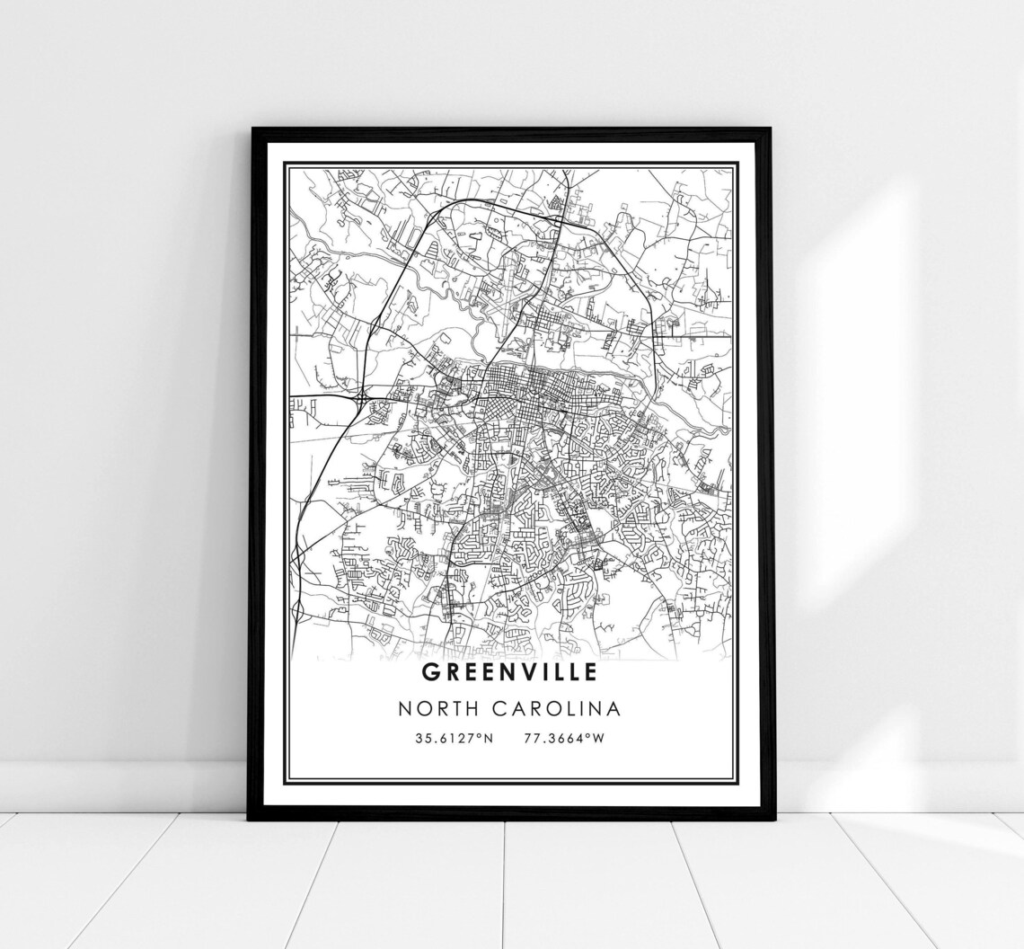 Greenville Map Print Poster, North Carolina City