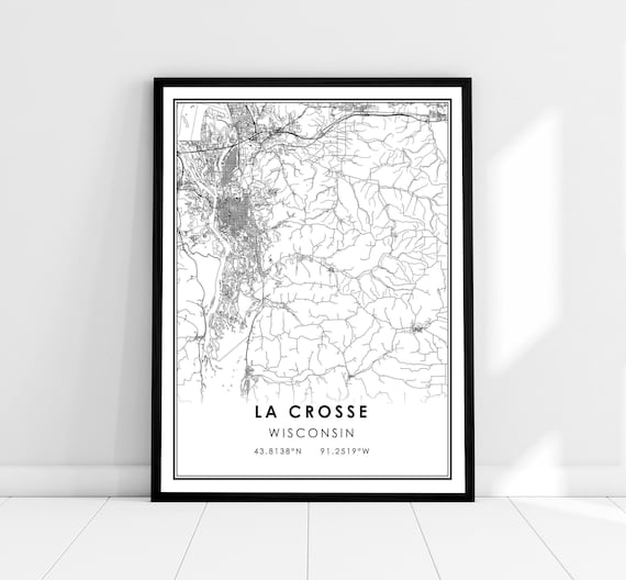 La Crosse Map Art Print, Wisconsin City