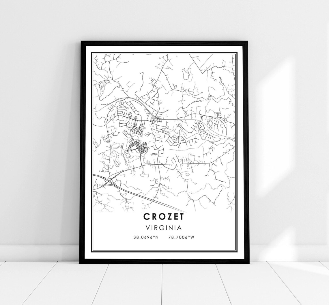 Crozet Virginia Minimalist Street Map Poster with Coordinates