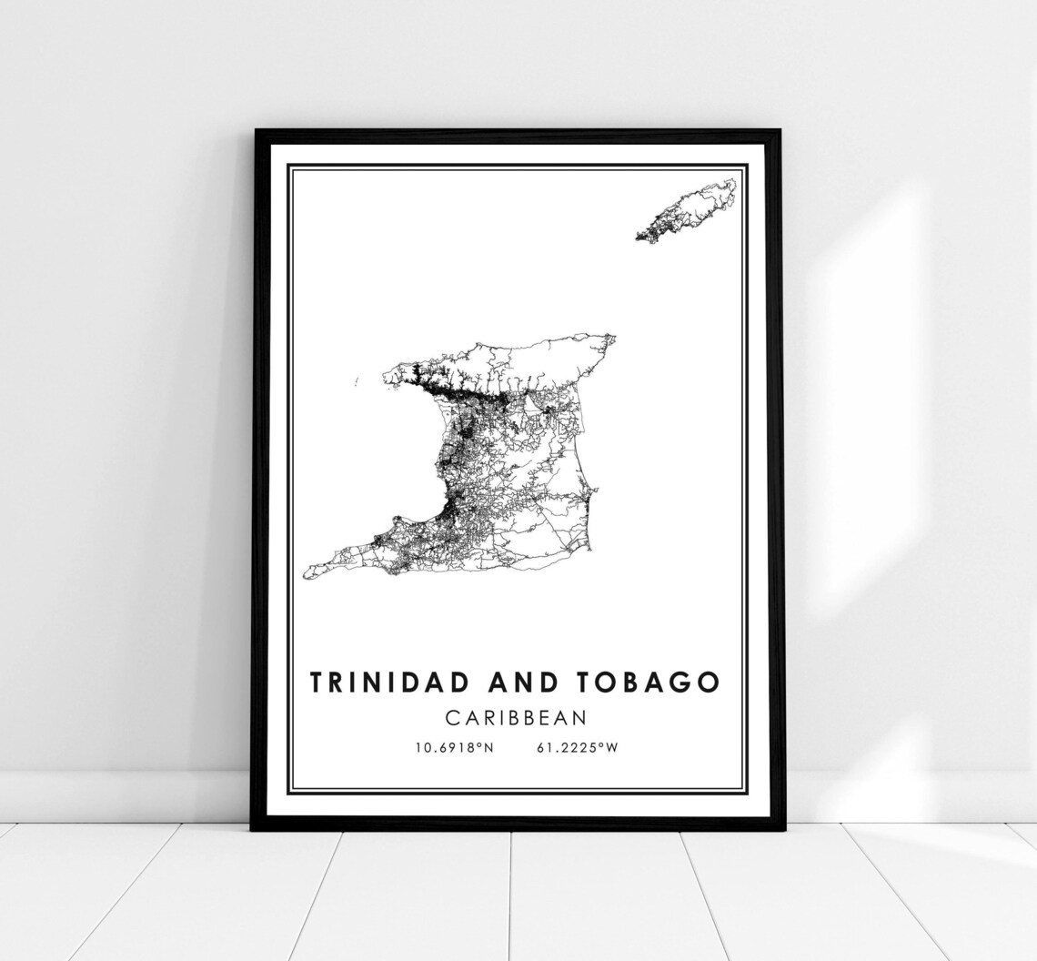 Trinidad And Tobago Map Travel Poster, Caribbean City