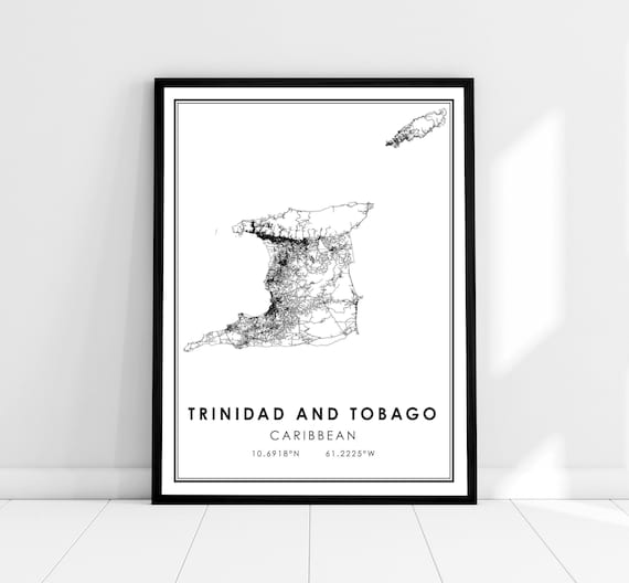 Trinidad And Tobago Map Travel Poster, Caribbean City
