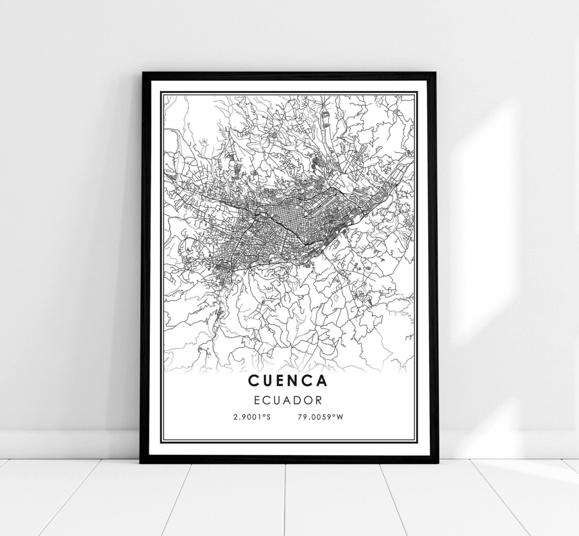 Cuenca Map Print Poster, Ecuador City Travel