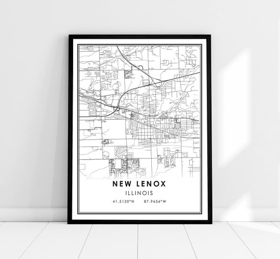 New Lenox Map Poster, Illinois City Travel Print