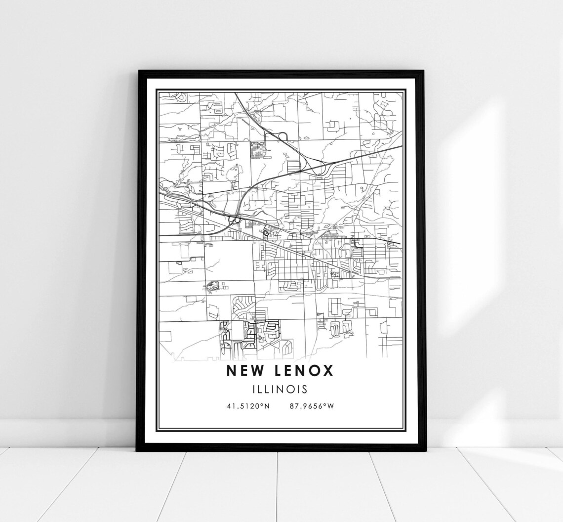 New Lenox Map Poster, Illinois City Travel Print