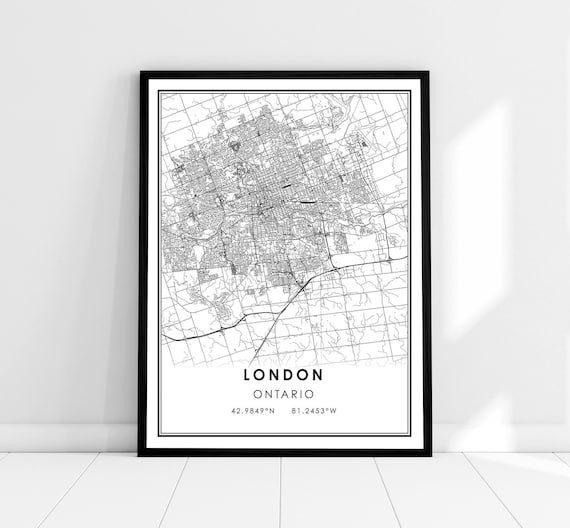 London Map Art Print, Ontario City Travel Poster