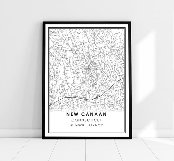 New Canaan Map Print, Connecticut City Travel Poster