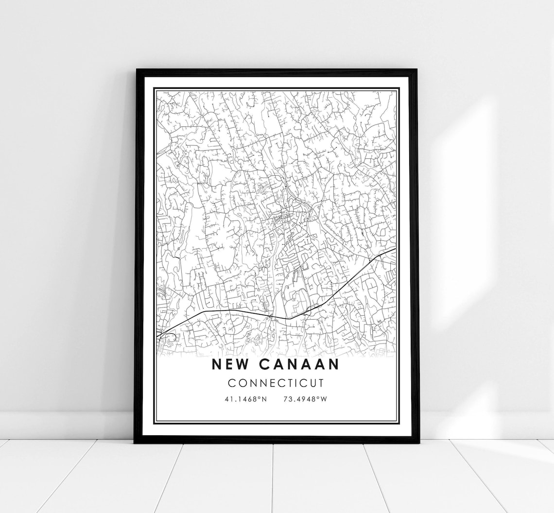 New Canaan Map Print, Connecticut City Travel Poster