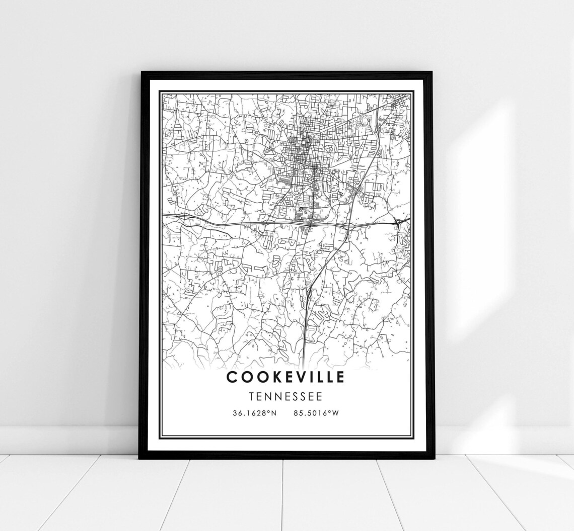 Cookeville Map Print, Tennessee City Travel Poster