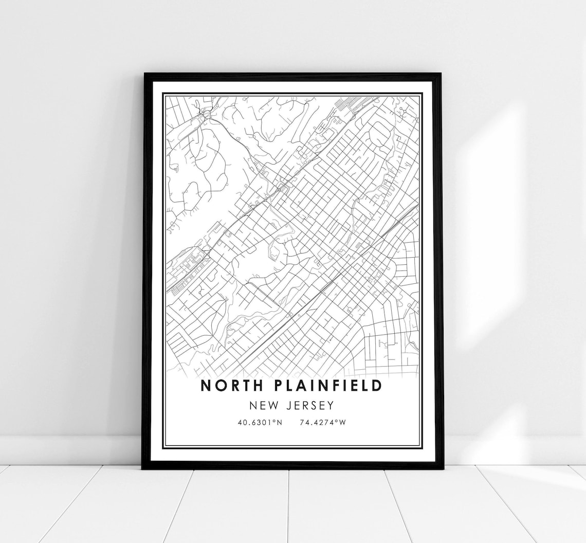 North Plainfield New Jersey Minimalist City Street Map Art Poster