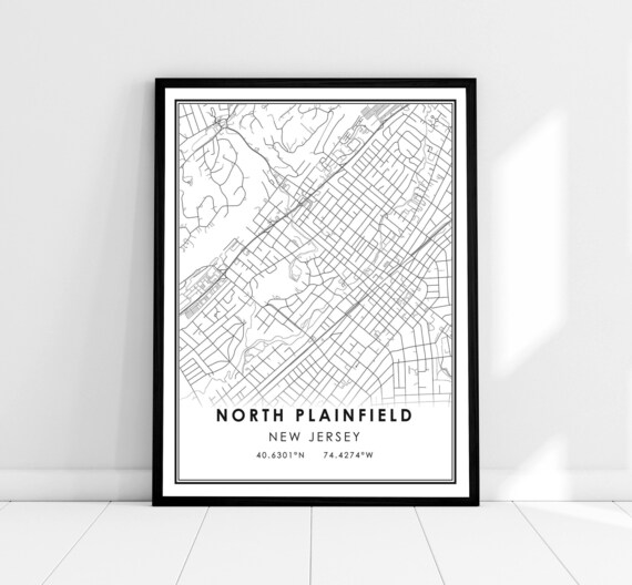 North Plainfield New Jersey Minimalist City Street Map Art Poster