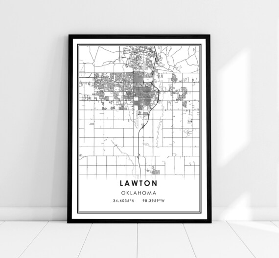 Lawton Map Print, Oklahoma City Travel Poster