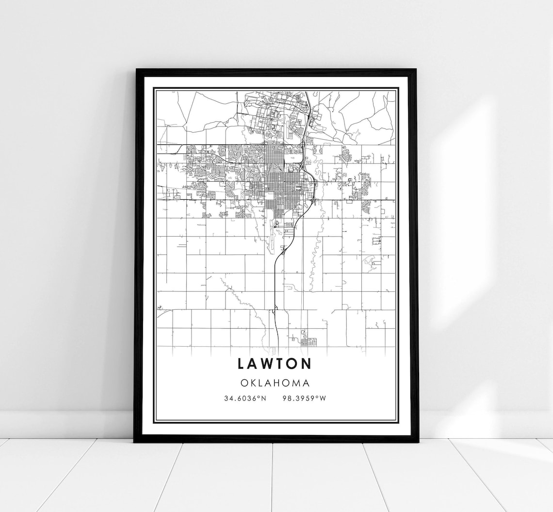Lawton Map Print, Oklahoma City Travel Poster